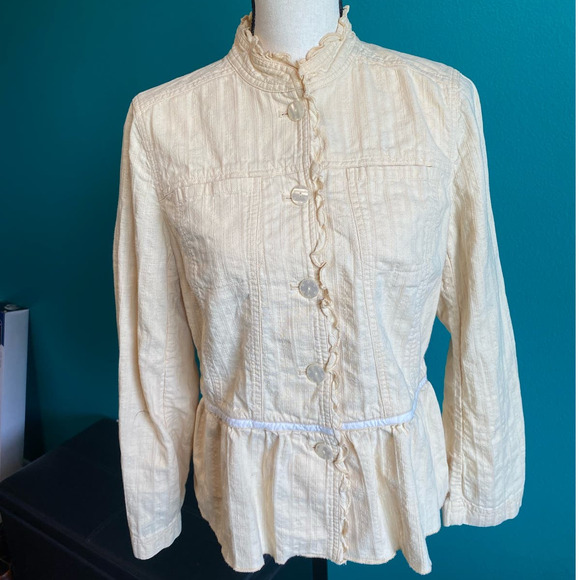 J. Jill Pastel Yellow Ruffle Trim Jacket Women's Small - Picture 7 of 10